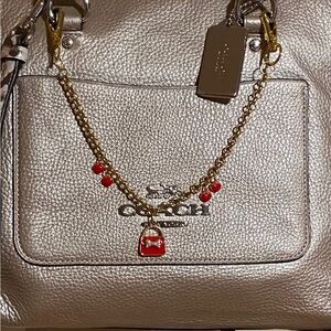 Gold Purse Charm with Red Accent Hearts